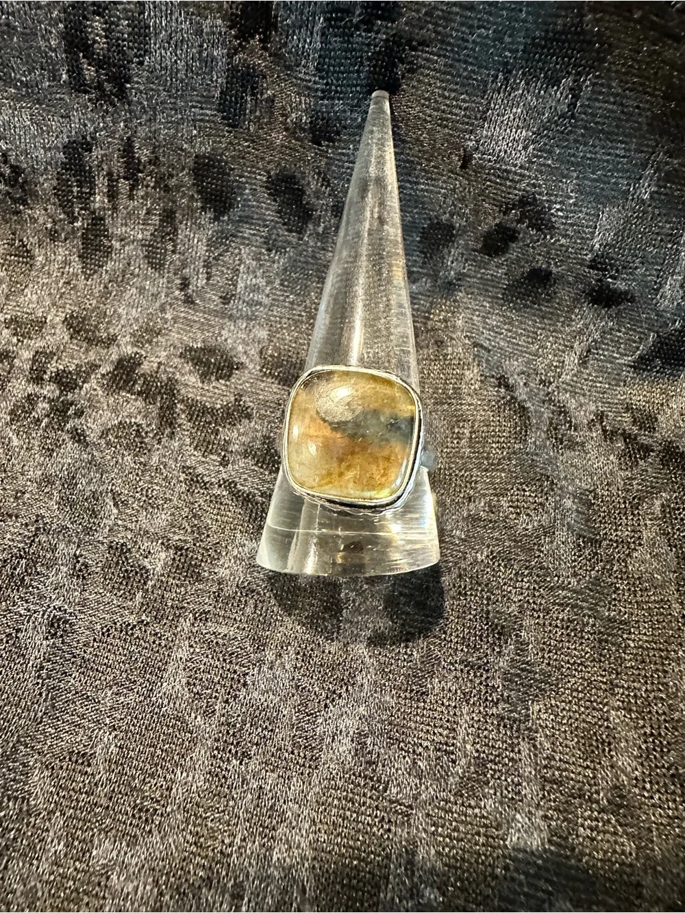 Square Labradorite Silver Statement Ring